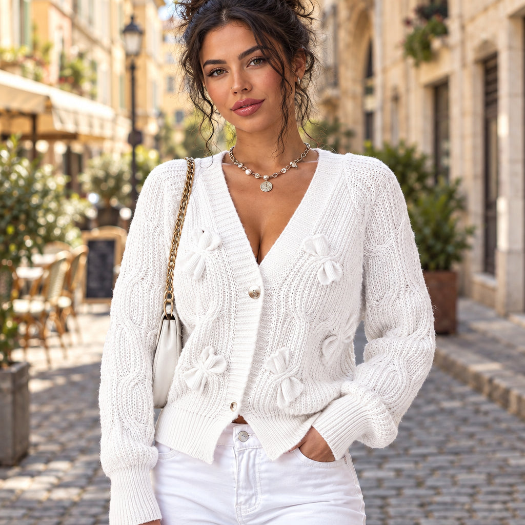 Erika | Damen Schleifen Strickjacke