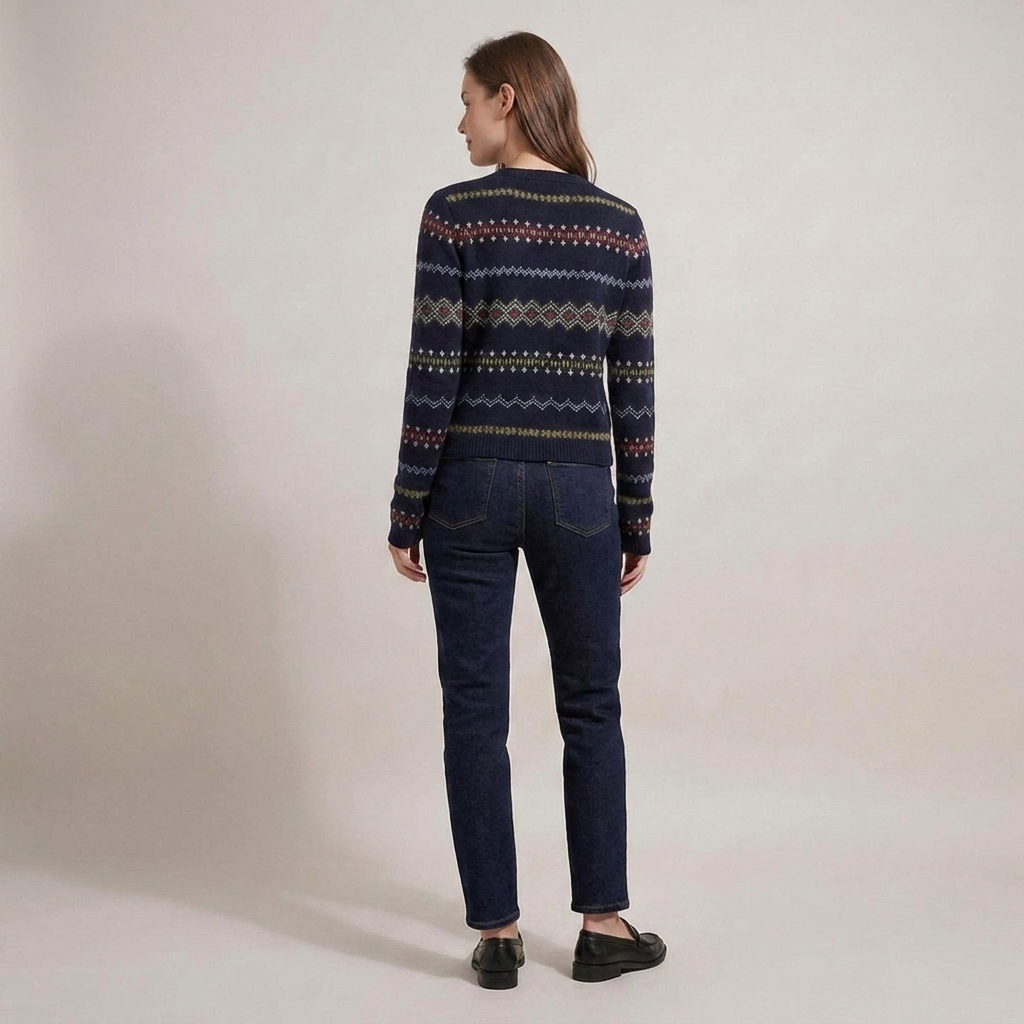 Eike | Damen Gemusterte Strickjacke mit Knopfleiste