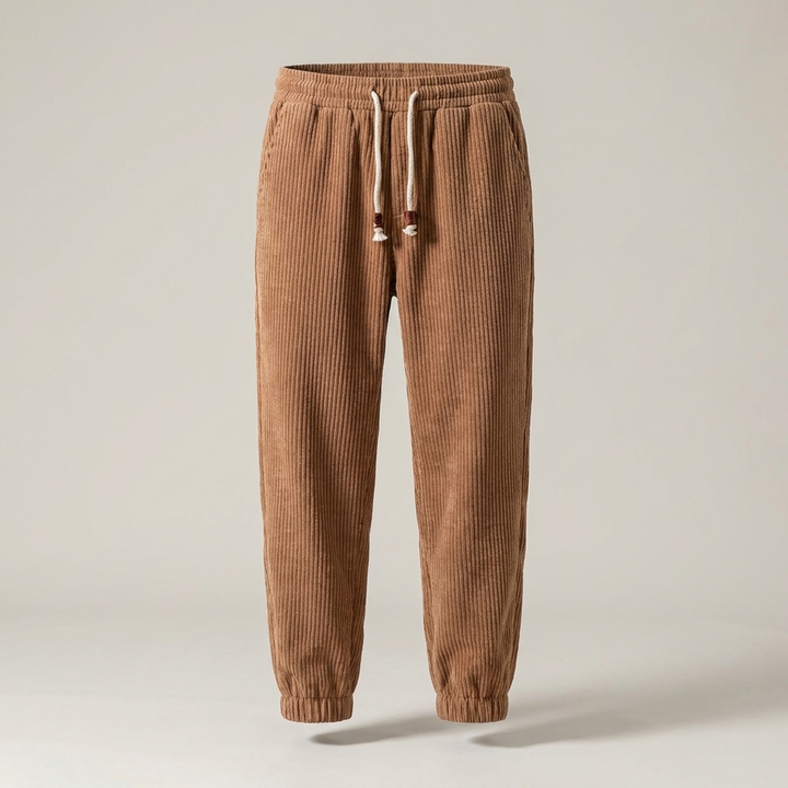 Zeno | Herren Gerippte Freizeithose mit Kordelzug