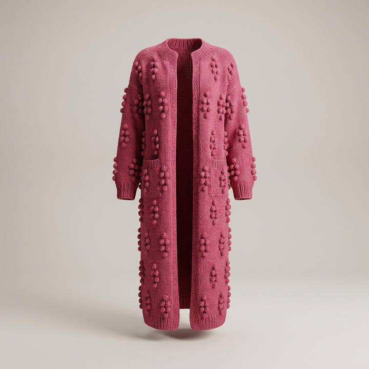 Diana | Damen Noppenmuster Long Strickjacke