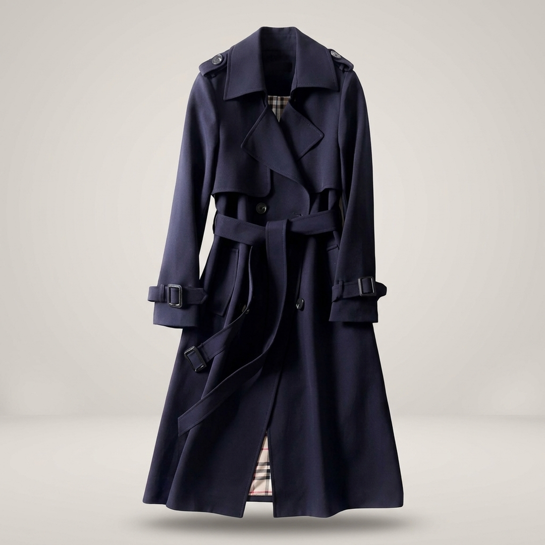 Angelika | Damen Zweireihiger Parka mit Gürtel