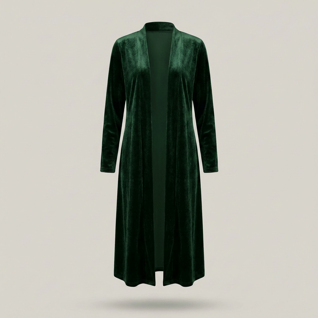 Theresa | Damen Langer Offener Langarm Longcardigan