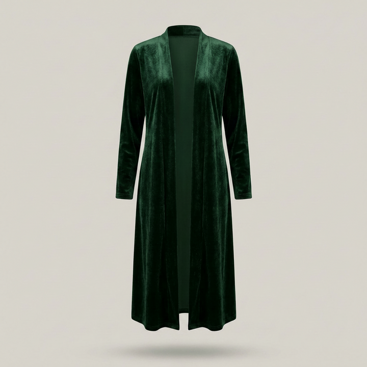 Theresa | Damen Langer Offener Langarm Longcardigan
