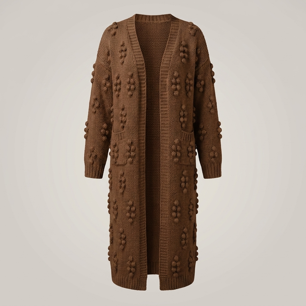 Diana | Damen Noppenmuster Long Strickjacke