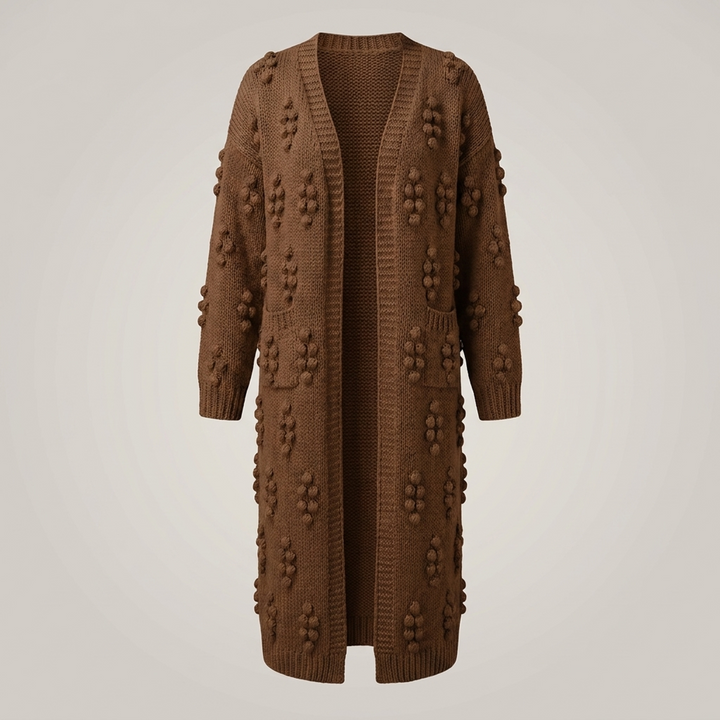 Diana | Damen Noppenmuster Long Strickjacke