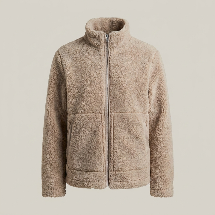 Reinlinde | Damen Teddyjacke mit Stehkragen und Reißverschluss