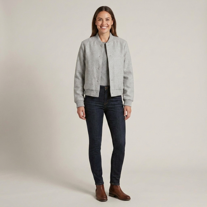 Merlind | Damen mit Druckknöpfen und Rippbündchen Bomberjacke
