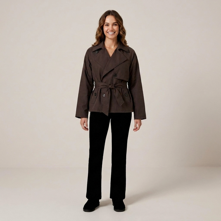 Anke | Damen Kurzer Parka mit Taillengürtel