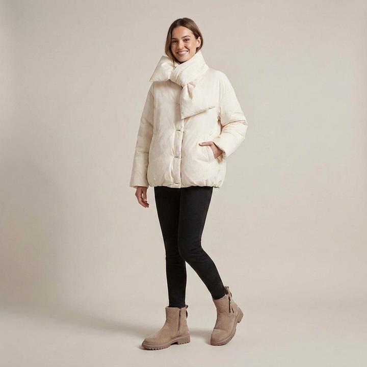 Edelinde | Damen mit Schalkragen und Knöpfen Steppjacke