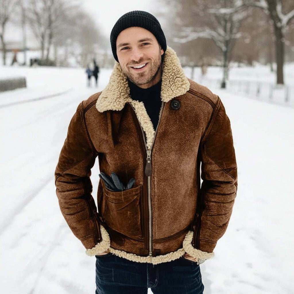 Walter | Gefütterte Herren Fliegerjacke mit Kragen