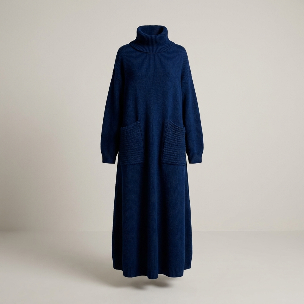 Almut | Damen Oversize Rollkragen Strickkleid