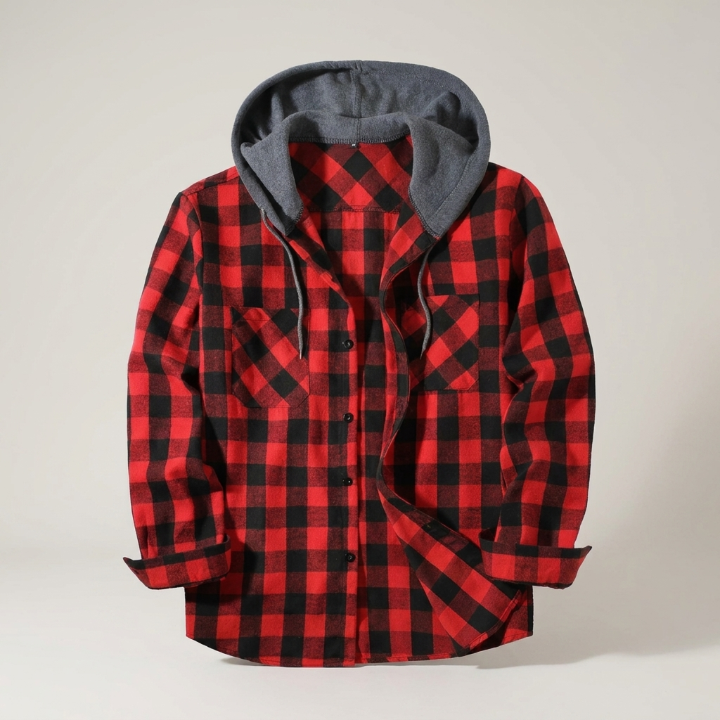 Hinnerk | Herren Karo Kapuzen Hemdjacke
