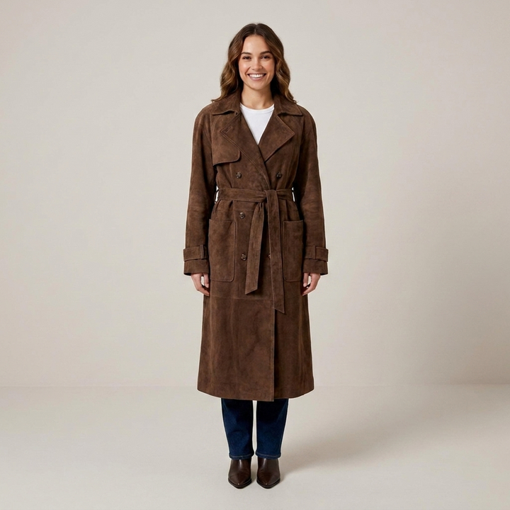 Dietgard | Damenmantel mit Bindegürtel und Reverskragen Trenchcoat