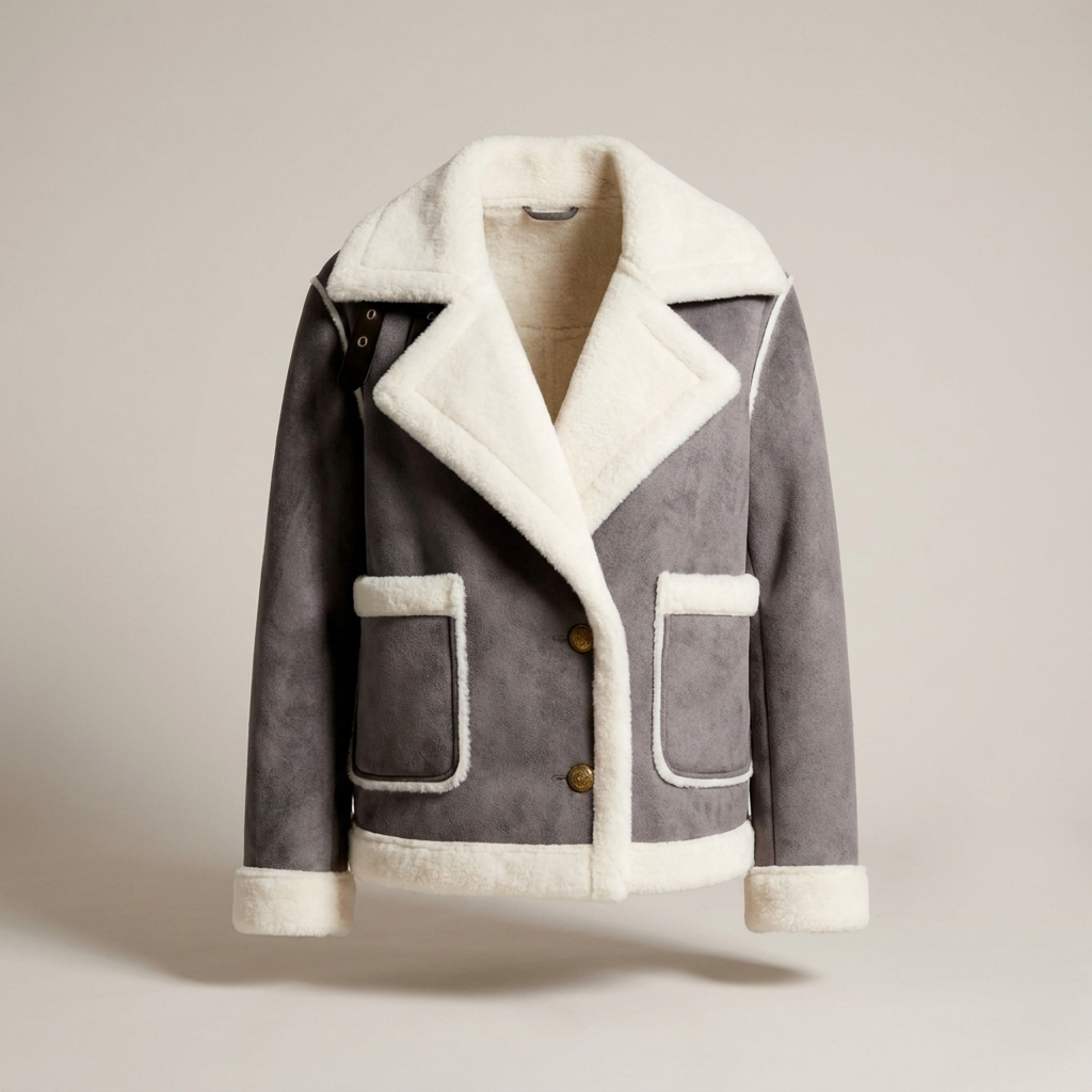 Gerlindis | Damen mit Reverskragen und Teddybesatz Kurzjacke