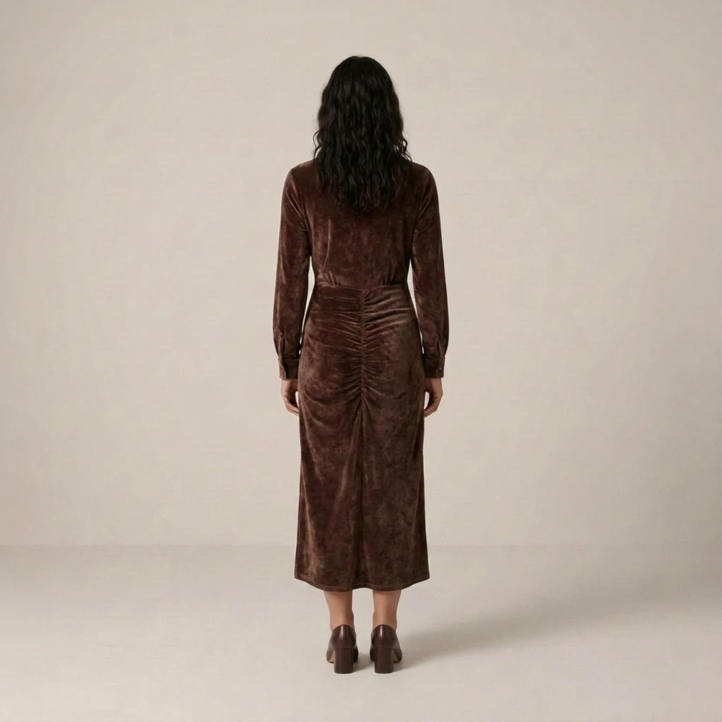 Anja | Damen Tailliertes Kleid mit Raffungen Hemdkleid