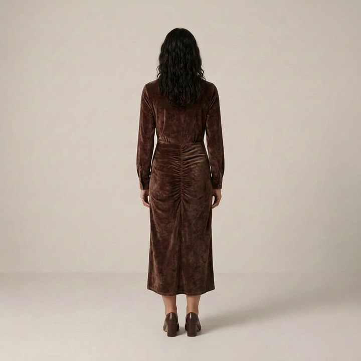 Anja | Damen Tailliertes Kleid mit Raffungen Hemdkleid