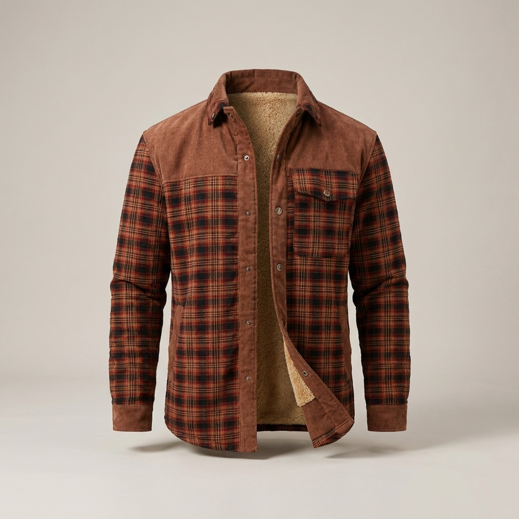 Zacharias | Herrenjacke Kariert mit Teddyfutter Hemdjacke