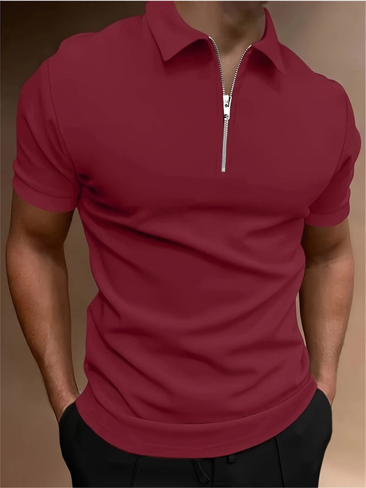Chemise de golf pour hommes | Stretch & Zip | Décontractée & Élégante | Couleur unie