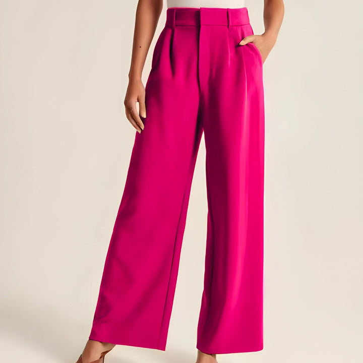 Hildegard | Damen Weite Stoffhose Mit Hohem Bund