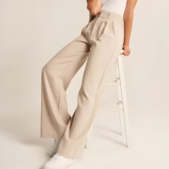 Hildegard | Damen Weite Stoffhose Mit Hohem Bund