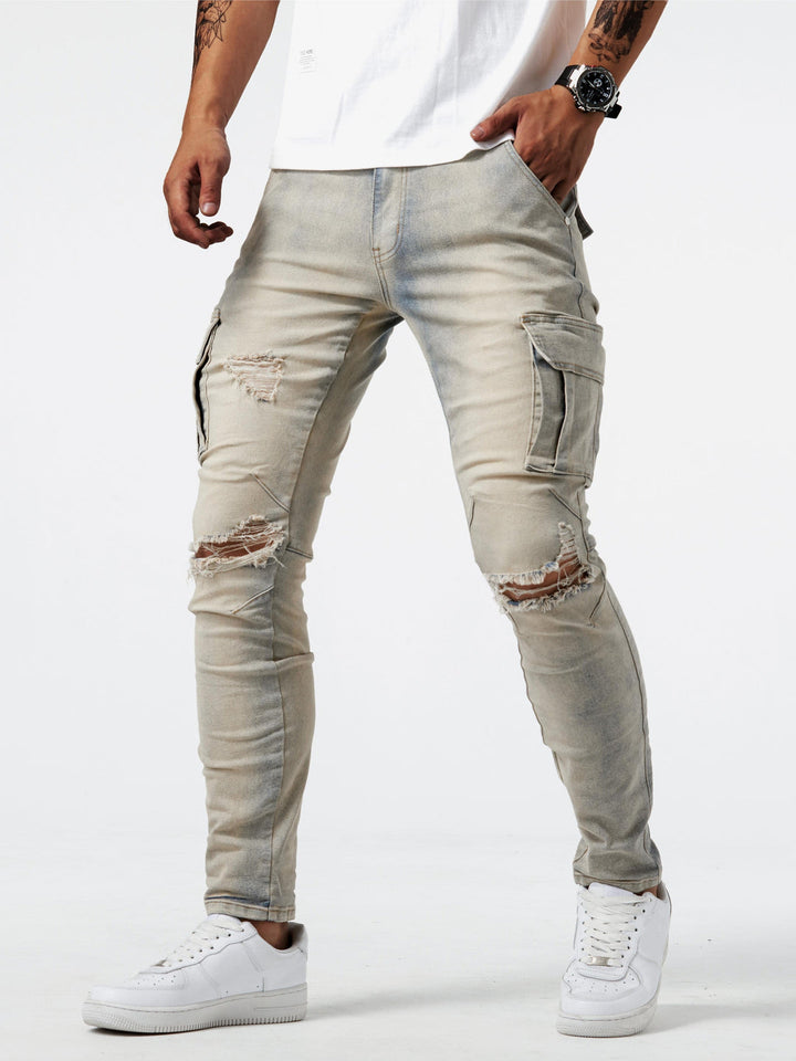 Jeans Cargo Homme | Coupe Slim | Multi-poches & Stretch | Style Urbain Décontracté