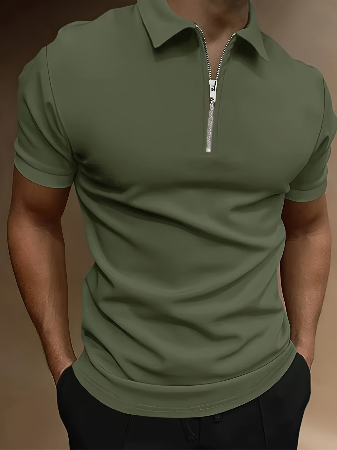 Chemise de golf pour hommes | Stretch & Zip | Décontractée & Élégante | Couleur unie