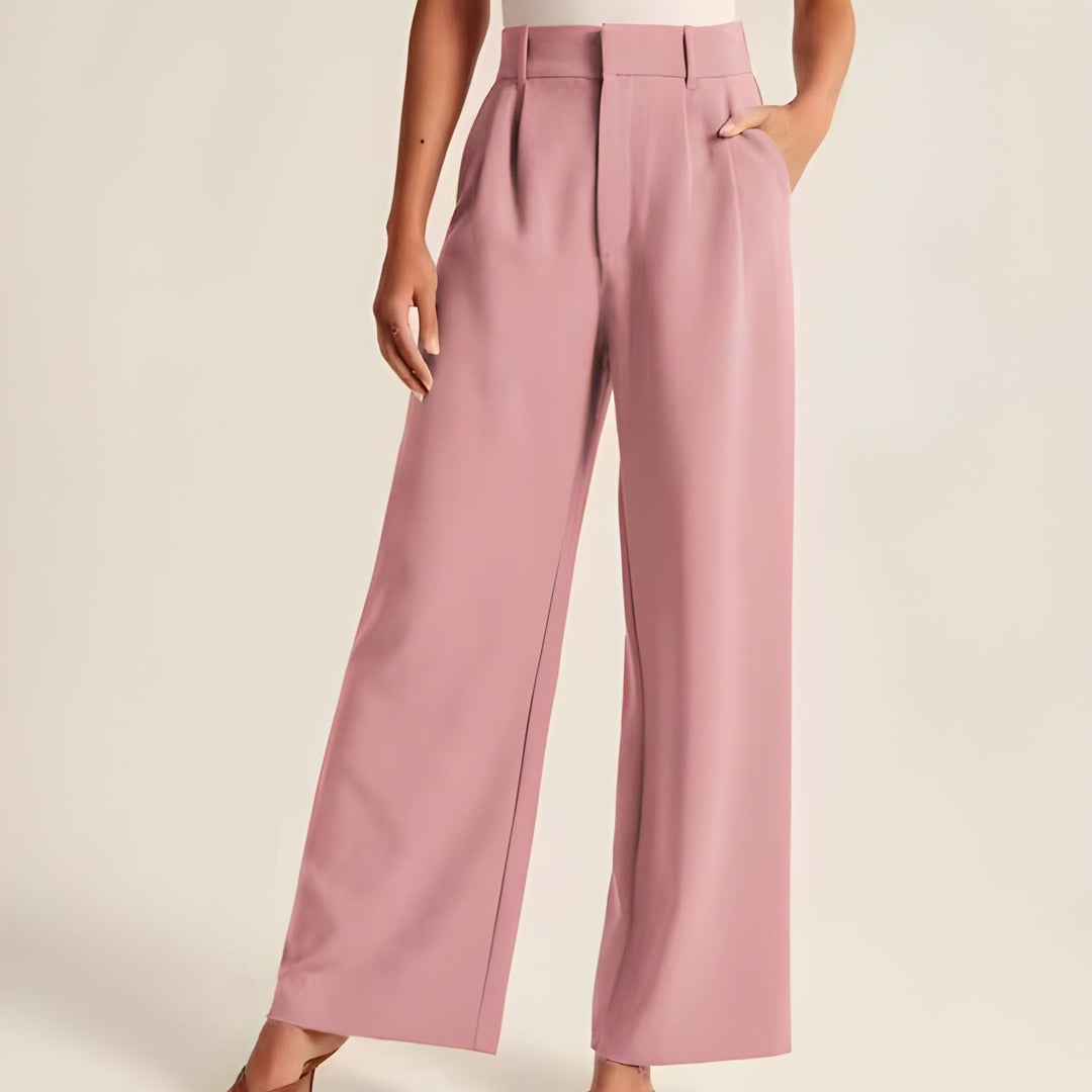 Hildegard | Damen Weite Stoffhose Mit Hohem Bund