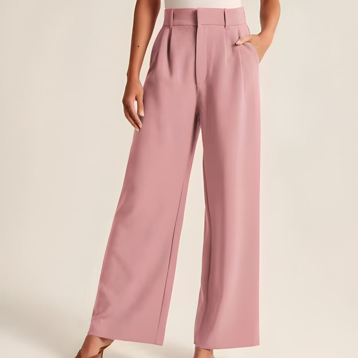 Hildegard | Damen Weite Stoffhose Mit Hohem Bund