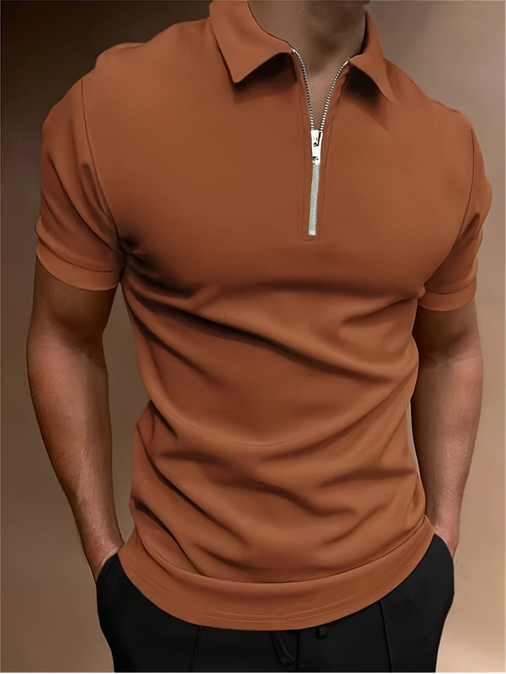 Chemise de golf pour hommes | Stretch & Zip | Décontractée & Élégante | Couleur unie