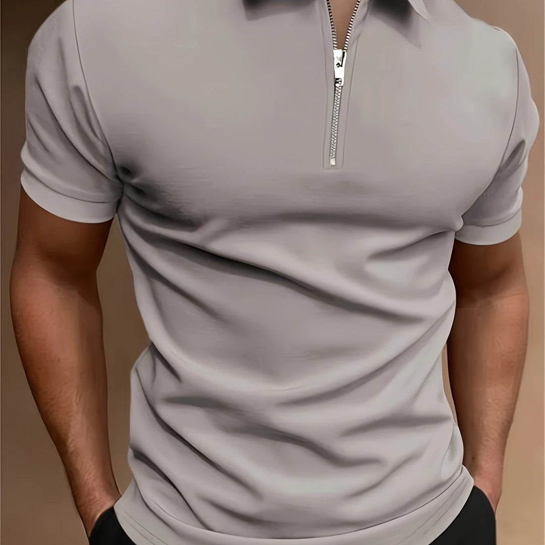 Chemise de golf pour hommes | Stretch & Zip | Décontractée & Élégante | Couleur unie