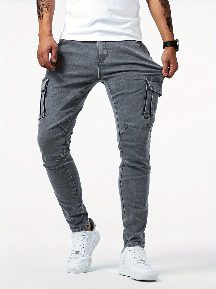 Jeans Cargo Homme | Coupe Slim | Multi-poches & Stretch | Style Urbain Décontracté