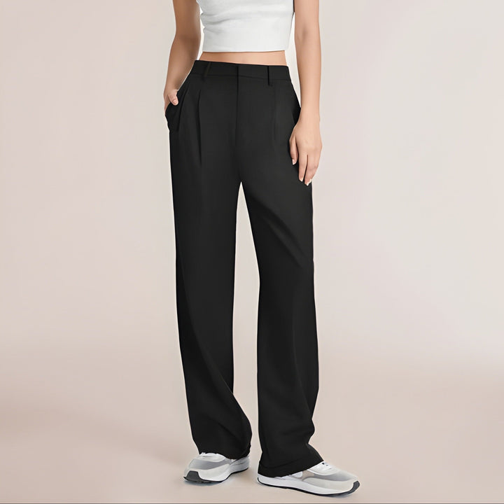 Hildegard | Damen Weite Stoffhose Mit Hohem Bund