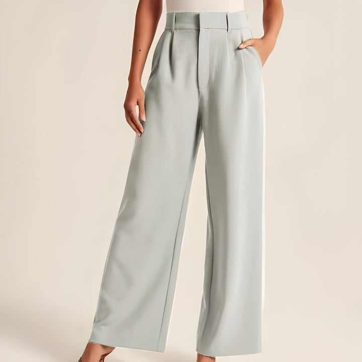 Hildegard | Damen Weite Stoffhose Mit Hohem Bund