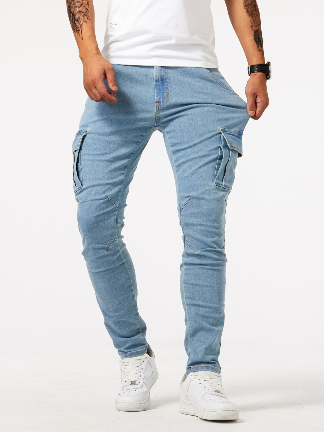 Jeans Cargo Homme | Coupe Slim | Multi-poches & Stretch | Style Urbain Décontracté