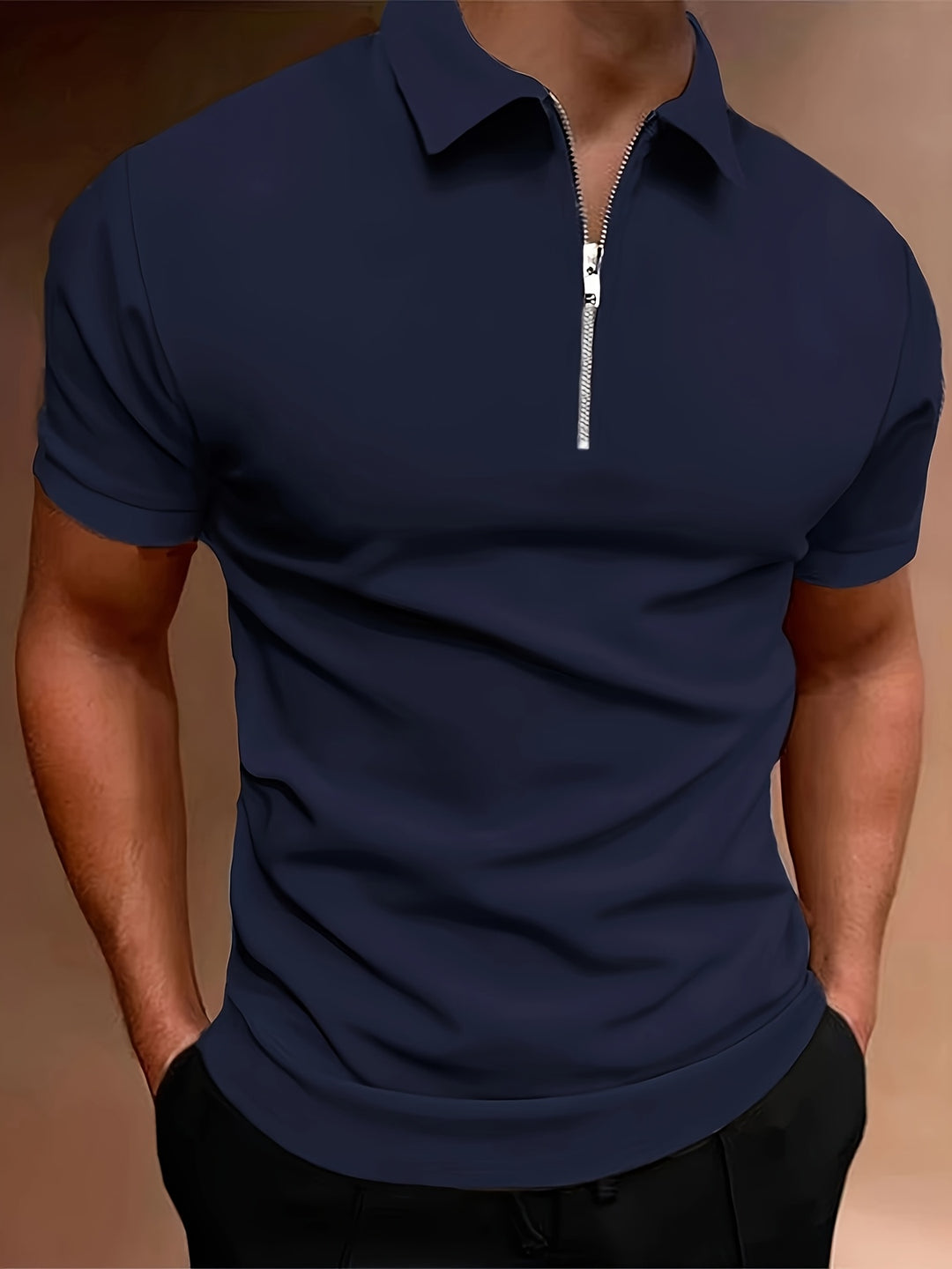 Chemise de golf pour hommes | Stretch & Zip | Décontractée & Élégante | Couleur unie