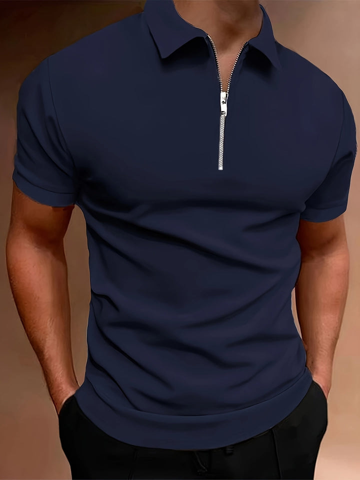 Chemise de golf pour hommes | Stretch & Zip | Décontractée & Élégante | Couleur unie