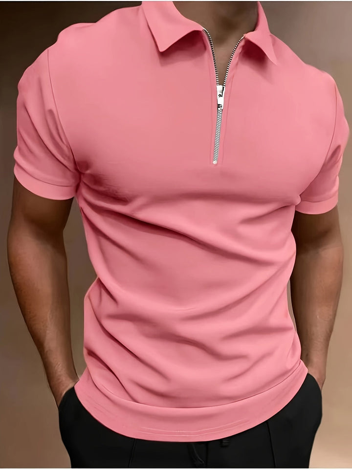 Chemise de golf pour hommes | Stretch & Zip | Décontractée & Élégante | Couleur unie
