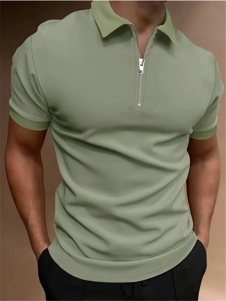 Chemise de golf pour hommes | Stretch & Zip | Décontractée & Élégante | Couleur unie