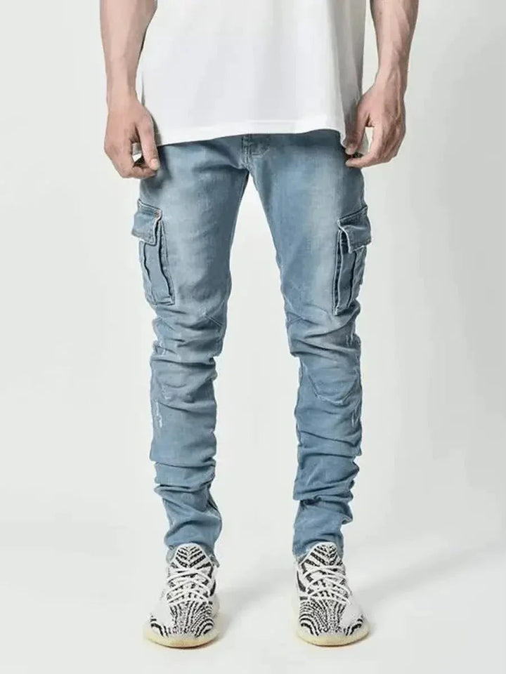 Jeans Cargo Homme | Coupe Slim & Fonctionnelle | Confortable | Multi-poches