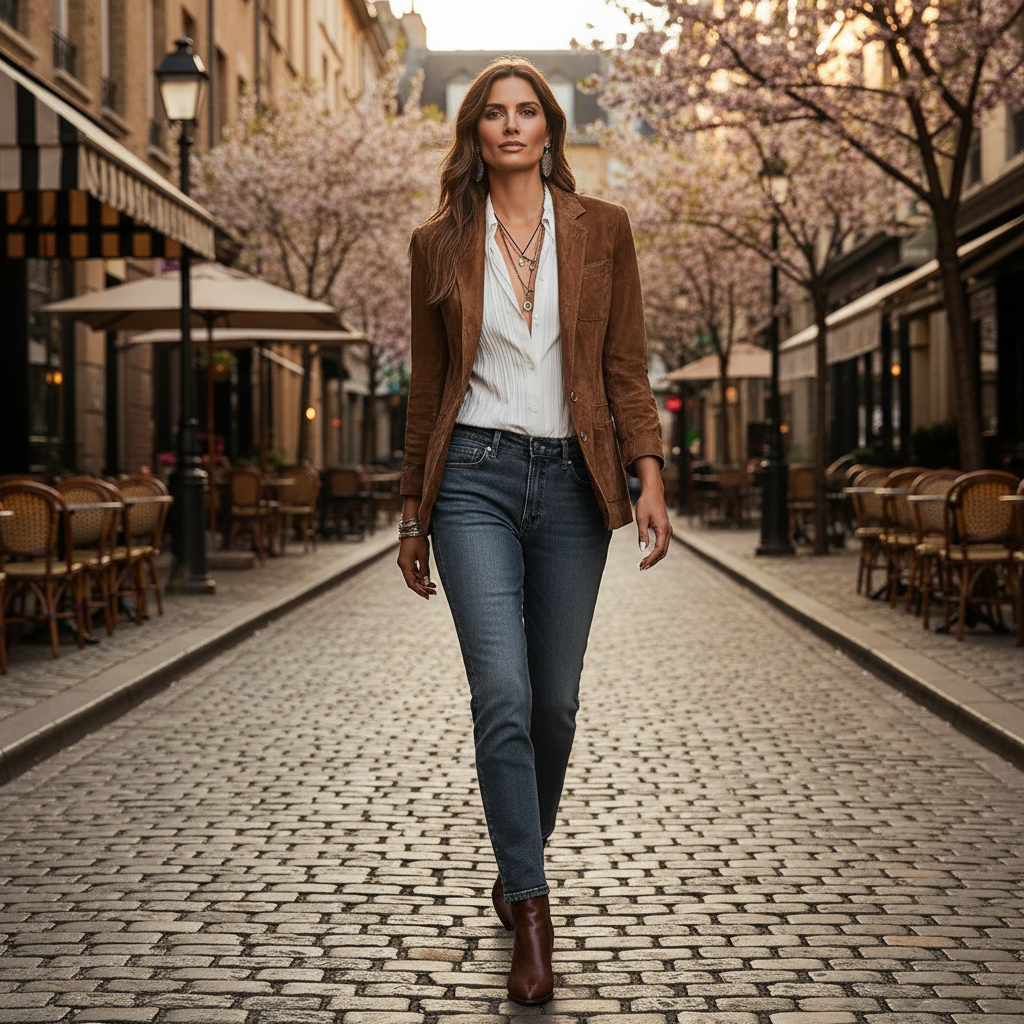 Alexandra | Damen Vintage Blazer mit Knopfleiste