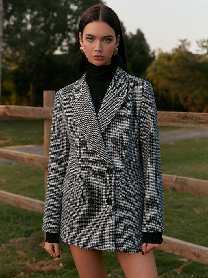 Sigruna | Damen Karierter Doppelreihiger Blazer