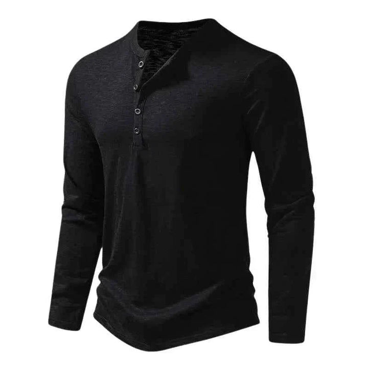 Falko | Bordeauxrotes Herren klassisches Henley Langarmshirt