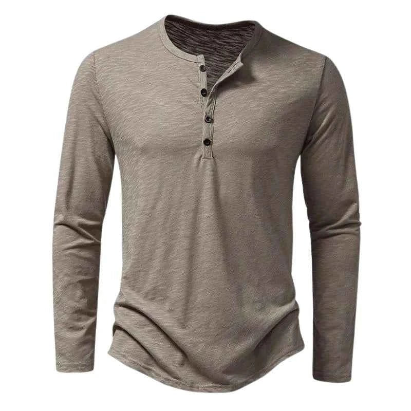 Falko | Bordeauxrotes Herren klassisches Henley Langarmshirt
