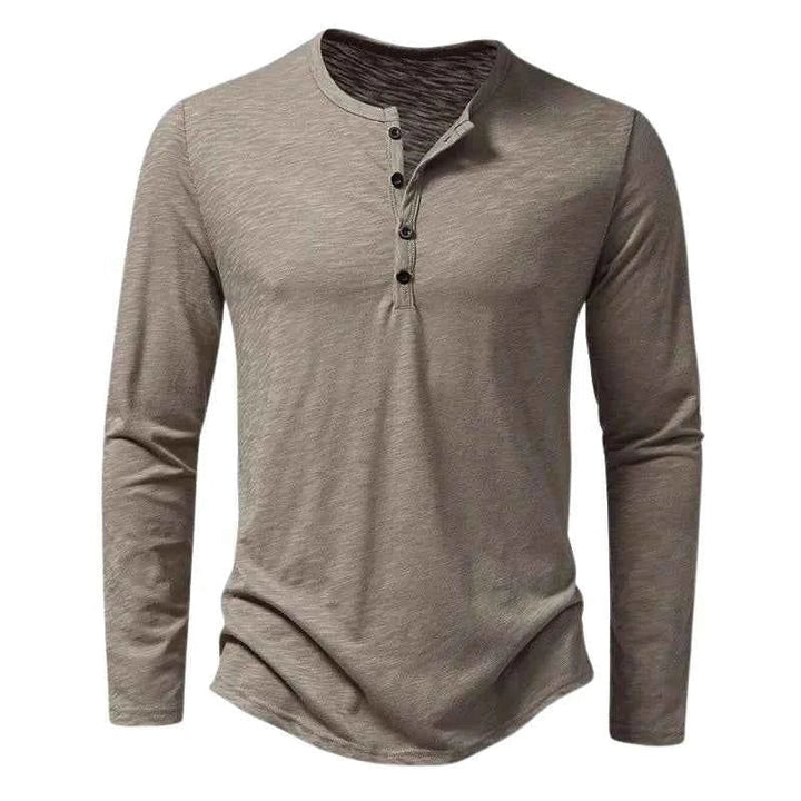 Falko | Bordeauxrotes Herren klassisches Henley Langarmshirt