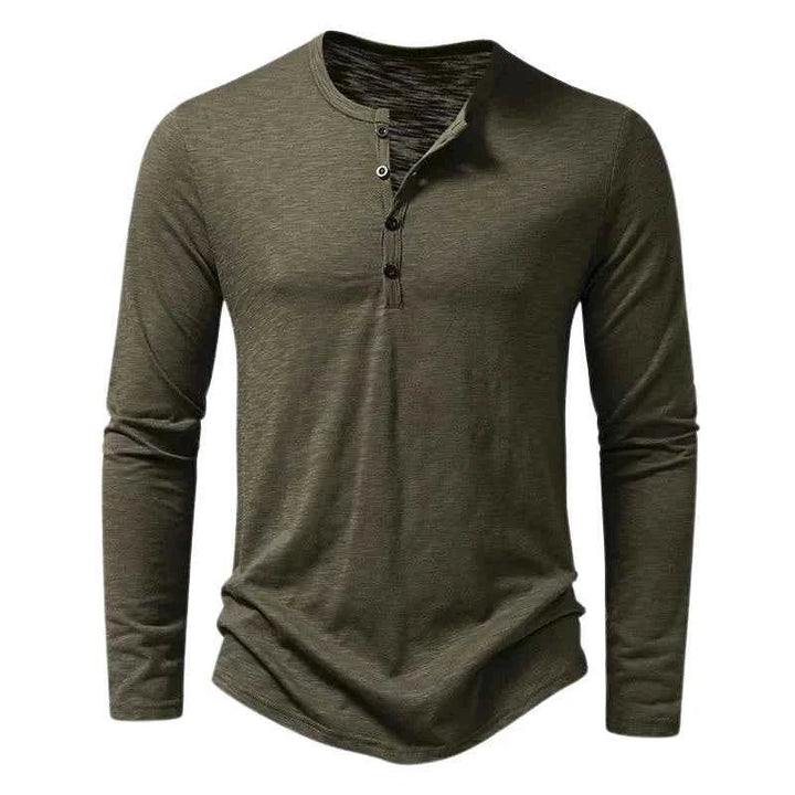 Falko | Bordeauxrotes Herren klassisches Henley Langarmshirt