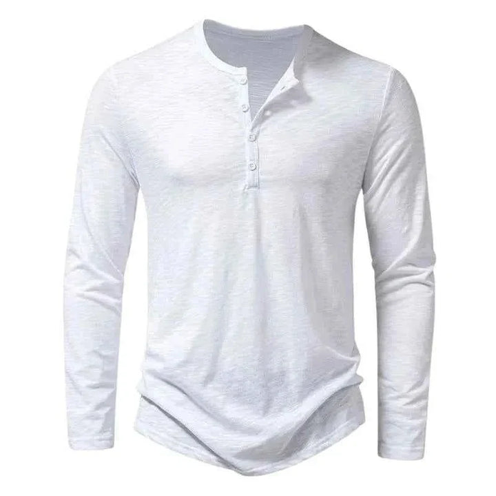 Falko | Bordeauxrotes Herren klassisches Henley Langarmshirt