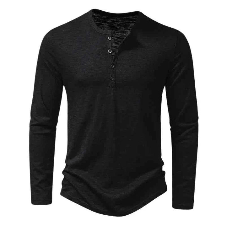Falko | Bordeauxrotes Herren klassisches Henley Langarmshirt