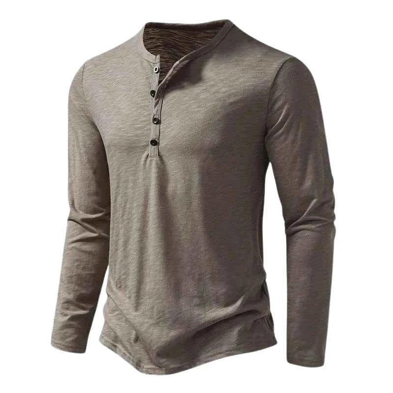 Falko | Bordeauxrotes Herren klassisches Henley Langarmshirt