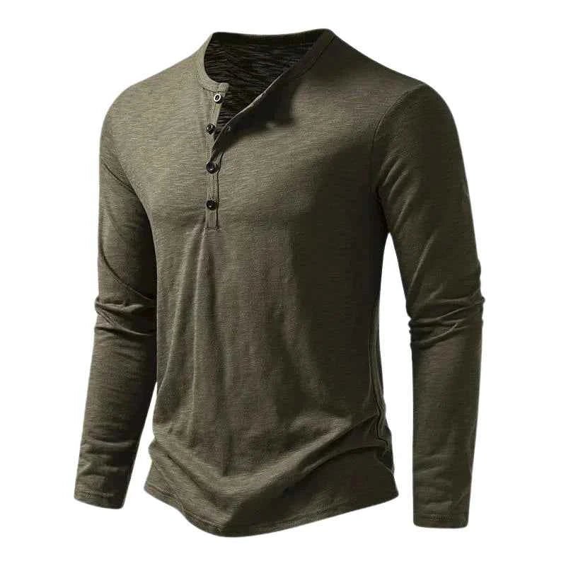 Falko | Bordeauxrotes Herren klassisches Henley Langarmshirt