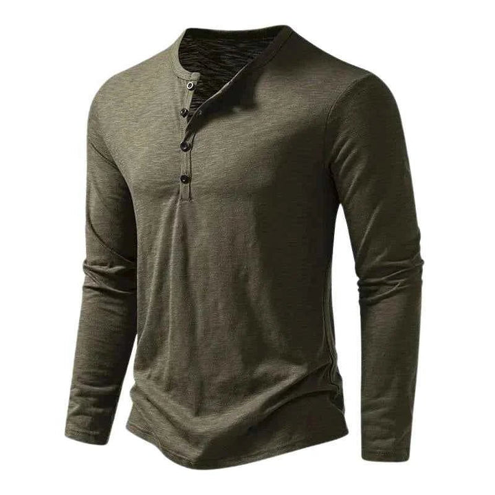 Falko | Bordeauxrotes Herren klassisches Henley Langarmshirt